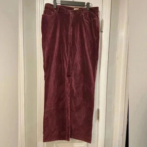 L.L. Bean Purple Velvet Straight Leg Stretch Pants Soft High Rise Zip Size 12